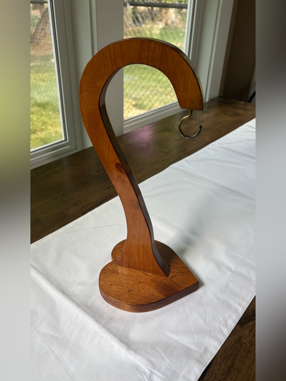 Handcrafted Brown Wooden Heart Banana Stand